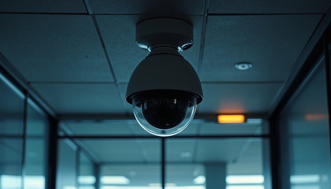 Surveillance dome camera in office